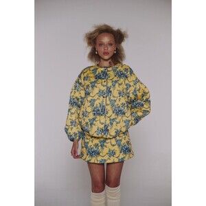 Selkie The Lumière Shell Puffer XL Whimsical Teacup Vintage-Style Yellow Quilted